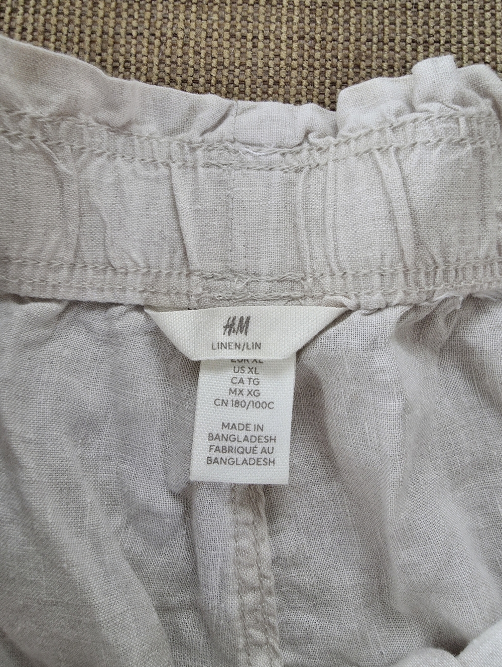 H&M Light Beige High Waist Linen-Blend Shorts Sz XL - Picture 2 of 3